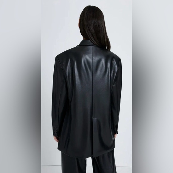 Women’s 7 For All Mankind Faux Leather Double Breasted Blazer Size L - Picture 4 of 12